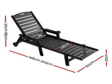 Gardeon Sun Lounge Lounger Beach Chair HDPE Patio Outdoor Furniture with Wheels Black FF-LOUNGE-HE-BK