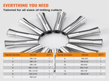13 pcs Precision R8 Collet Set, 1/8'' - 7/8'', 45 Mill Collet Chuck 0.0012"/30m TIR with 13 V952-R8JT13PCSW00O2D91V0