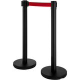 Stanchion Post Barriers 4-Set Line Dividers, Stainless Steel Stanchions with 6.6 Black Retractable V952-GLZ-CBTZ-HS-4JT01V0