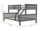 Kingston Slumber Bunk Bed Triple Wooden Single Over Double Beds for Kids, Solid Pine Wood, V219-BEDDBBKS02GA