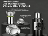 Antibacterial 316 Stainless Steel Vacuum Flask 600ml Tea Infuser & Insulated Bottle for Hot/Cold V1188-MS-309-001
