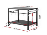 Weisshorn BBQ Camp Party Table, Garden Backyard Outdoor Cart Stainless Steel Prep Table Mobile XFEL-TABLE-2SHE-BK