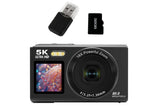 5K HD Dual Screen Digital Camera Point and Shoot Selfie Camera with LED Fill Light - White V1263-JX-6753-3