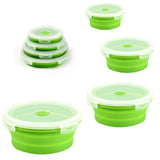 Collapsible Food Storage Container with Lid Silicone Bento Lunch Boxes 4 Pack Outdoor Picnic Box V1294-YM0901-H26874GR