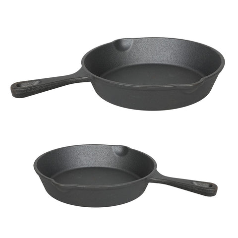 Toque Cast Iron Frying Pan Set 21cm 27cm Skillet BBQ KT1008_NZ