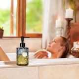 2 Piece Soap Glass, 330ml Soap Black with Pump, Refillable Pump Soap V1366-AZ2-W-18223