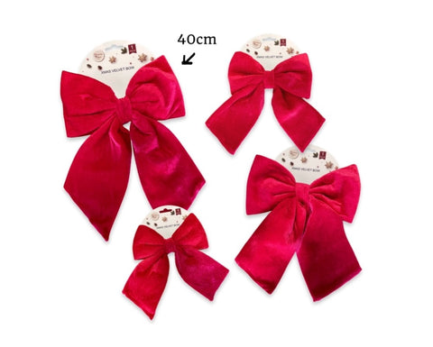 bulk 12 Xmas Velet Red Bow 40cm V637-XMS34656