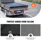 VEVOR Dump Truck Mesh Tarp, 8 x 18 ft, PVC Coated Black Heavy Duty Cover with 5.5" 18oz Double V952-KCPVC8X1818OZJ8JQV0