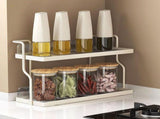 Countertop Shelf Organizer Carbon Steel 2 Tier Multifunctional Kitchen Spice Rack for Bedroom V1294-YM0710-3117230286611