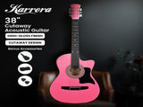Karrera 38in Cutaway Acoustic Guitar with Carry Bag - Pink CC38-PK