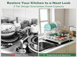 CARLA HOME 2 tier Dish Drying Rack with Drainboard & Utensil Holder for Kitchen V178-36539