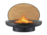 Grillz Fire Pit Table with Lid Deep Fire Bowl Wood Burning BBQ Grill for Backyard Camping Patio FPIT-YH-BBQ-WD