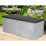 Gardeon Outdoor Storage Box 390L Container Lockable Garden Bench Tools Toy Shed Black OSB-S390-BK