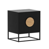 Belmonte Fluted Bedside Table in Black V369-203691S-BLACK