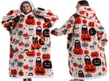 Skull Design Oversized Hooded Blanket for Adults - Ultra Soft & Warm Wearable Fleece Throw with V888-ELOSUNG50122