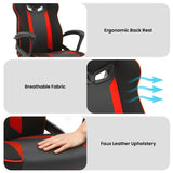 Sarantino Fayzo Reclining Office Gaming Chair Black Red Seat Adjustable Height Breathable Mesh CH-MLM-675-BKRD