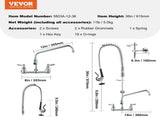 Commercial Faucet with Pre-Rinse Sprayer, 36" Height, 8" Center, 12" Swing Spout, Wall Mount Kitchen V952-BGSYCXSLTBGSR39MKV0