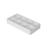 50 Pack of White Card Chocolate Sweet Soap Product Retail Gift Box - 8 bay 3cm Compartments - Clear V382-50CHOC8BAY