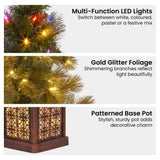 Christabelle 4ft Christmas Tree Glittery Gold Pine Foliage LED Multi Lights Xmas Decor 112_SENGG4P