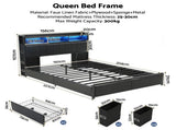 Artiss Queen Bed Frame with Storage Headboard, 2 Drawers, Charging Station& LED Light BFRAME-J-MAXWELL-Q-BK-AB