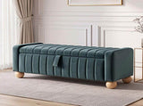 Artiss Storage Ottoman Bench Velvet Blanket Box Stool Footrest Ball Feet Green OTM-VEL02-BALL-GN