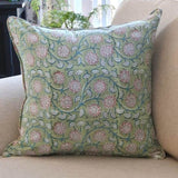 Kolka Floral Garden Soft Cotton Voile High Quality Decorative Cushion - Green V563-0106