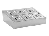 5-Star Chef 6 Pan Food Serving Display Container Stainless Steel Food Container Lids FD-6PAN-SS
