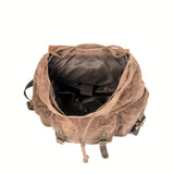 Retro Waxed Canvas Backpack, Crazy Horse Leather Large Capacity, Waterproof Outdoor Travel, V1232-FBSJB-004