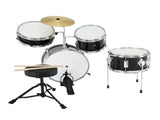 Karrera Mini 4-Piece Children Drum Kit Set Wooden with 2 Toms Bass Pedal Snare Stool Metallic B 4PC-DRUM-BLK