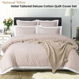 Accessorize White/Natural Tailored Hotel Deluxe Cotton Quilt Cover Set King V442-HIN-QUILTCS-HOTELTAILORED-WHITENATURAL-KI