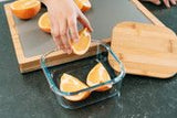 6 Pcs Large Bamboo Food Containers Clear Glass with Bamboo Lids V915-MB0079X6