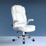 Artiss Executive Office Chair Leather Tilt White OCHAIR-G-9314-WH