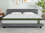 Artiss BedStory King Bed Frame Set With Hybrid Mattress Medium Firm Linen Grey BFRAME-SET-NEO-XF-34-K