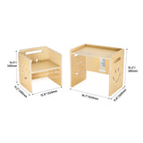 Montessori Weaning Table and Chair Set, 3 In 1 Wooden Toddler Table and Chairs with Chalkboard, V952-ETDNZY1708118E4HMV0