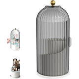 Sliding Lid Toothbrush Organizer with Sliding Lid and Draining Tray, 3-Slot Bathroom Countertop V1366-AZ2-W-11629