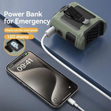 10000mAh Portable Outdoor Waist Fan Hanging Neck Strong Wind with Power Bank LED Lighting for V413-PORTABLE-FAN-10000A-GREEN