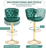 SERENIT Swivel Bars Set of 2 Counter Height Barstools with Back Velvet Upholstered Adjustable V255-GP2210R-EMGREEN