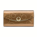 Women'S Genuine Leather Wallet Long Wallet Clutch Large Capacity Wallet - Red - Size m V1347-939-82458-RED-M