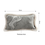 SOGA 2X 35cm Wabi-sabi Rectangular Raised Embroidery Leaf & Lumbar Throw Pillow FRENCHCUSHION261X2