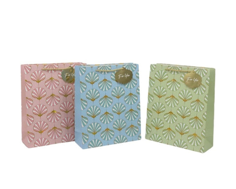 bulk 24 Large Seashell Foiled Gift Bag 3 Assorted 26x32cm V637-WRP35306