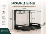 CARLA HOME Under Sink Organiser 2-Pack - Sliding Drawer - Black - Adjustable Under Sink Organiser V178-36590