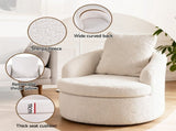 Artiss Round Swivel Armchair Extra Pillow White UPHO-B-ARM11-SWL-WH