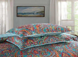 Blue Teal Boho Print Bedspread Quilt Set Pillowcases V745-MAC060758K13UU