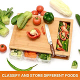 CARLA HOME Large Bamboo Cutting Board and 4 Containers with Mobile Holder gift included for Home LSB-36021