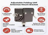 Adjustable Folding UHF Antennas Mount Bracket Black Bullbar Clamp V63-952831