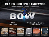 80W CO2 Laser Engraver, 500 x 700 mm, 19.7 IPS Laser Cutter Machine with 2-Way Pass Air Assist, V952-YTSDKJACCO270S9X2V3