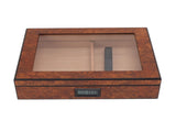 Cigar Humidor Box Portable Cedar Wood Glass Top Cigar Storage Case with Digital Hygrometer Brown V1294-YM0626-3117230001411