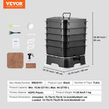 VEVOR 5-Tray Worm Composter, 50 L Worm Compost Bin Outdoor and Indoor, Sustainable Design Worm Farm V952-RCSDFX540SPPP2DPAV0