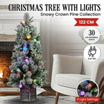 Snowy Crown Pine Potted Christmas Tree 1.2m Multicolour Pre-Lit with Snowball Lights 112_SENCR103