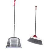 Dust Pan and Broom Set Silver Plastic 1Set 27x9In V1366-AZ2-W-21094